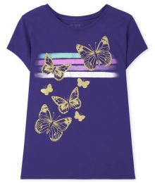 Childrens Place Purple Butterfly Graphic Tee